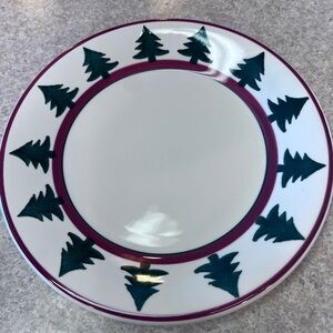 Pier 1 White Plate with Green and Purple Tree Design